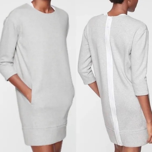 Athleta Cozy Karma Sweatshirt Tunic Dress Light Gray 
Full zip in Back Size XS - Picture 1 of 8